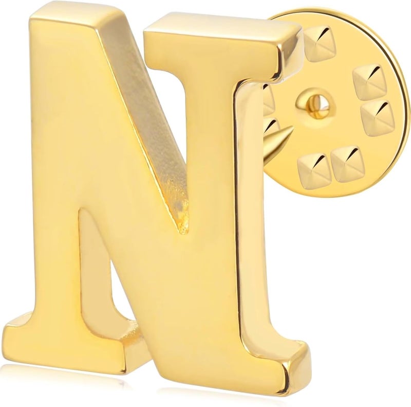 ETHOON Initial Letter Lapel Pins for Men Women Personalized Name Brooch Pins for Men Suits Hats Metal Button Pins Gold A-Z - Image 1